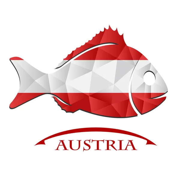 Fish logo made from the flag of Austria. — Stock Vector