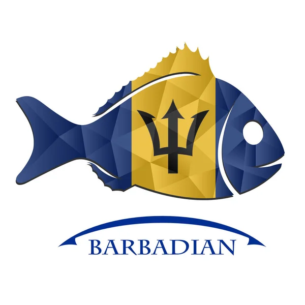 Vis logo gemaakt van de vlag van Barbados. — Stockvector