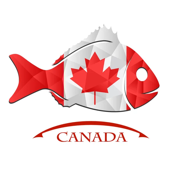 Fish logo made from the flag of Canada. — Stock Vector