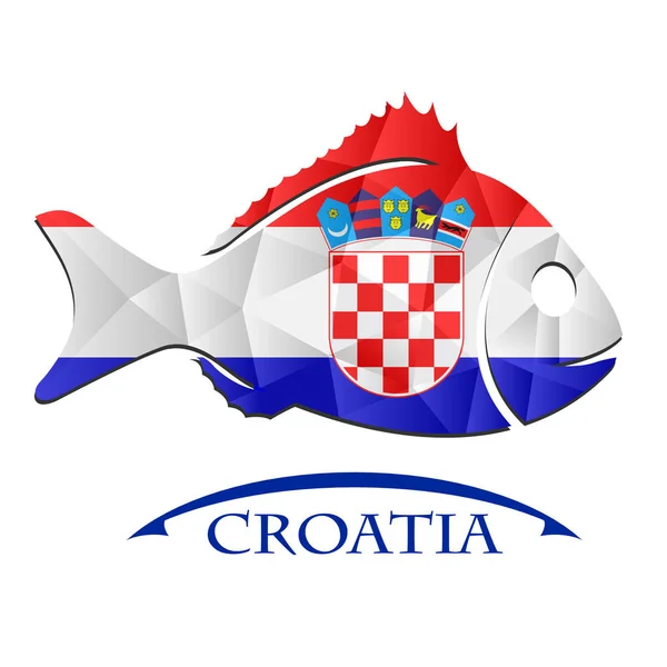 Logo poisson fabriqué à partir du drapeau de la croatie — Image vectorielle