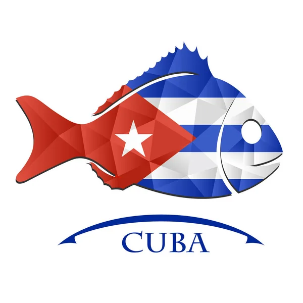 Logotipo de pescado de la bandera de Cuba — Archivo Imágenes Vectoriales