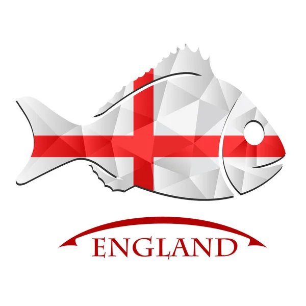 Logo poisson fabriqué à partir du drapeau de l'Angleterre — Image vectorielle