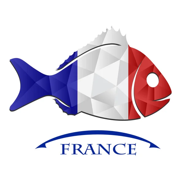 Fish logo made from the flag of  France — Stock Vector