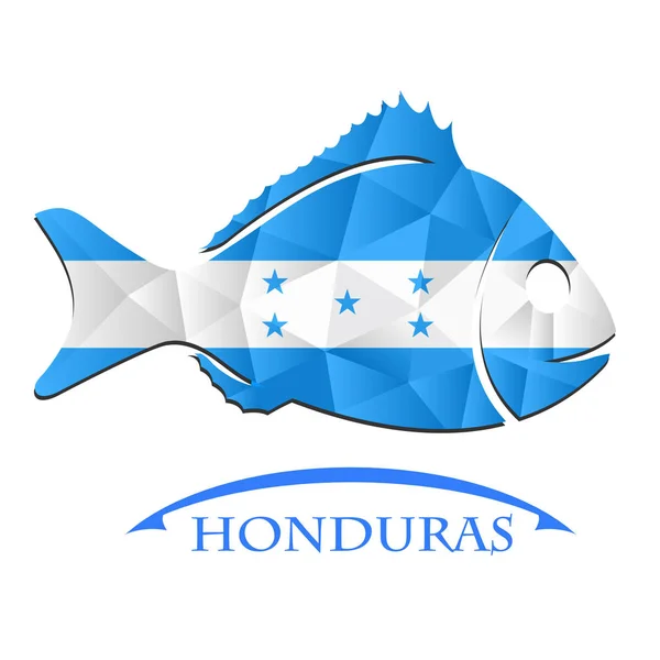 Ryby logo wykonane z flaga Hondurasu — Wektor stockowy