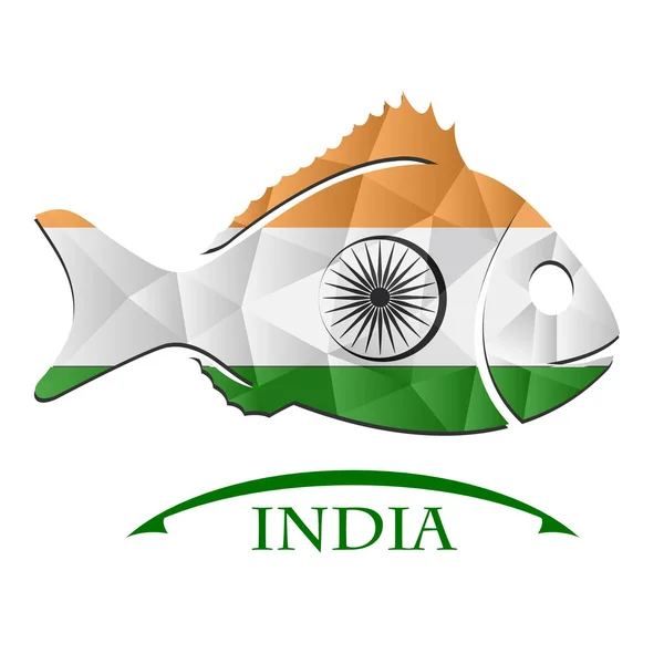 Logotipo do peixe feito a partir do pavilhão da Índia —  Vetores de Stock