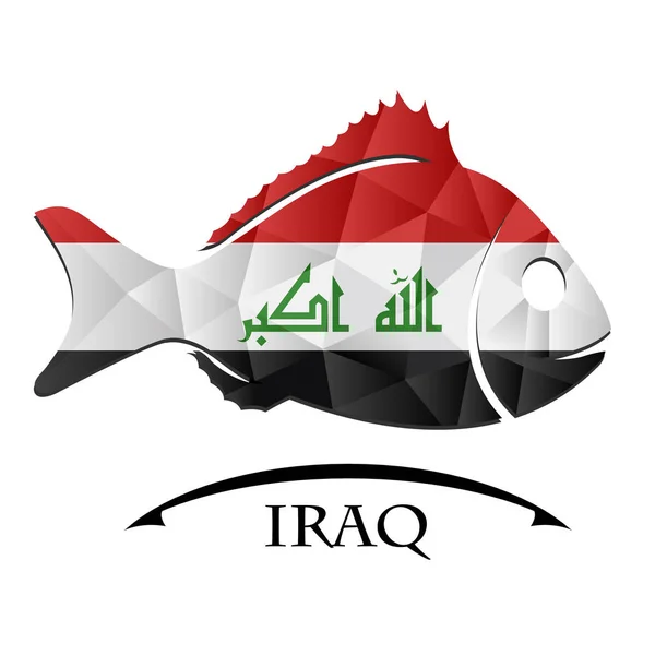 Fish logo made from the flag of Iraq. — Stock Vector