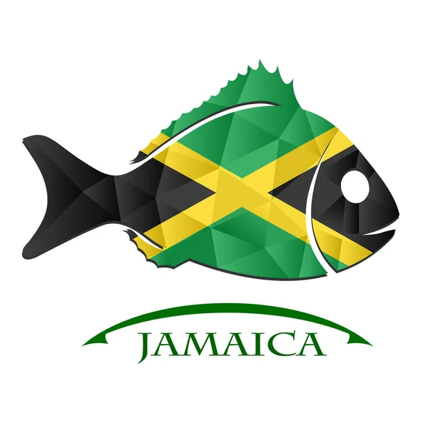 Logotipo do peixe feito a partir da bandeira da Jamaica . — Vetor de Stock