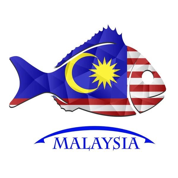 Logo ikan yang dibuat dari bendera Malaysia . - Stok Vektor