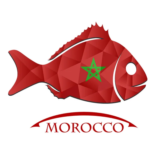 Fish logo made from the flag of Morocco. — Stock Vector