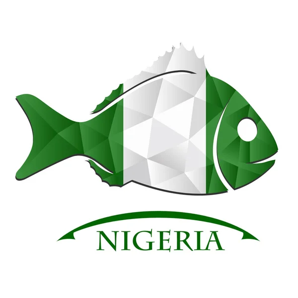 Fish logo made from the flag of Nigeria. — Stock Vector