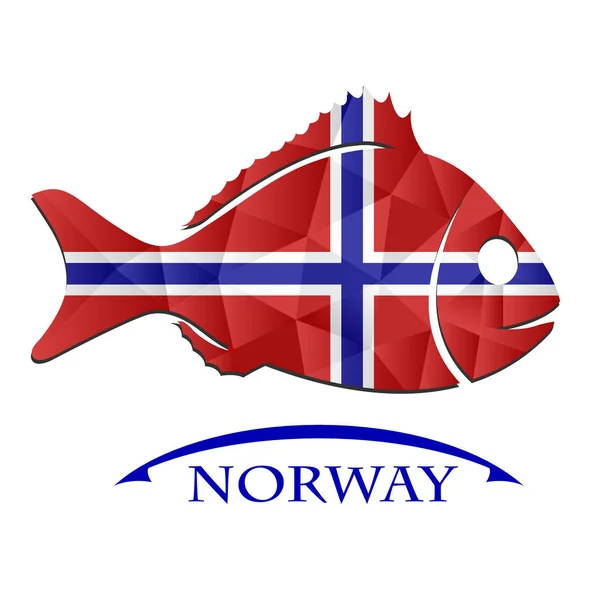 Logotipo de pescado de la bandera de Noruega . — Vector de stock