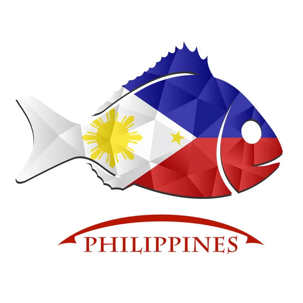 필리핀의 국기에서 만든 물고기 로고. — 스톡 벡터