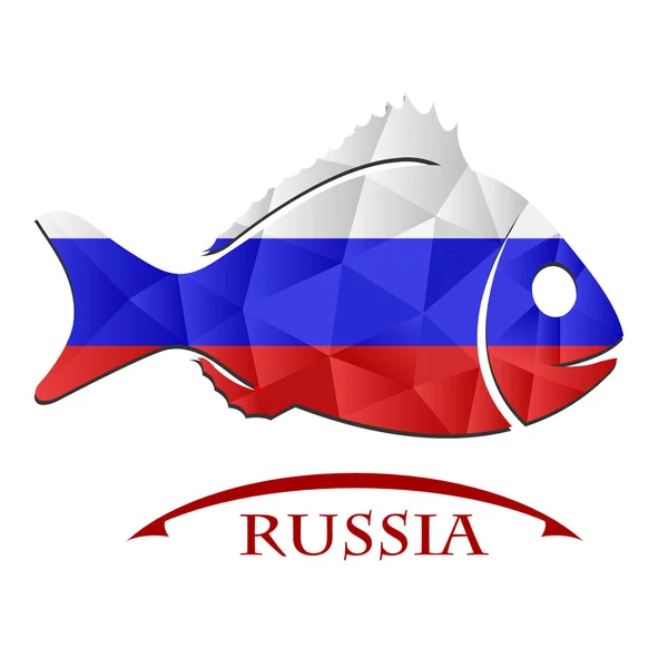 Logo poisson fabriqué à partir du drapeau de la Russie — Image vectorielle