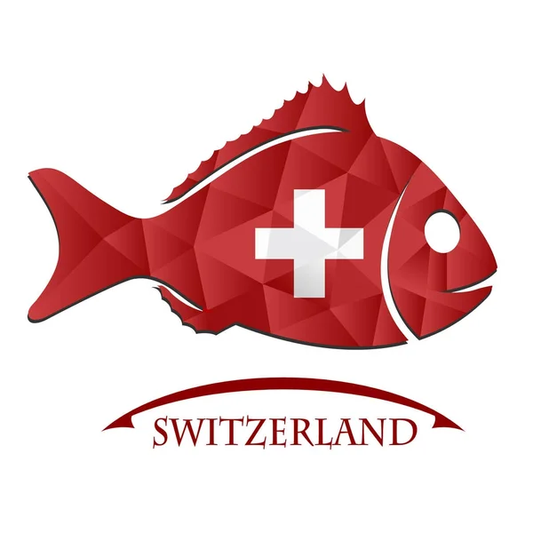 Fischlogo aus der Flagge der Schweiz — Stockvektor