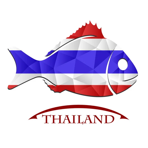 Fisk logotyp gjorde från flagg i Thailand — Stock vektor