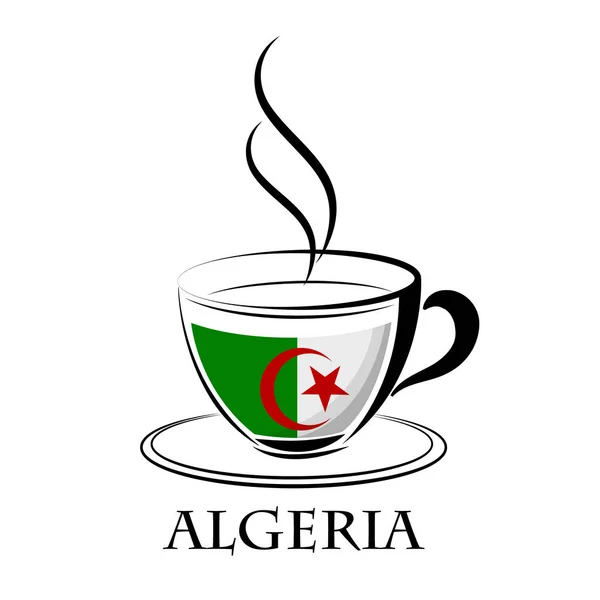Cezayir bayrağı yapılan kahve logosu — Stok Vektör