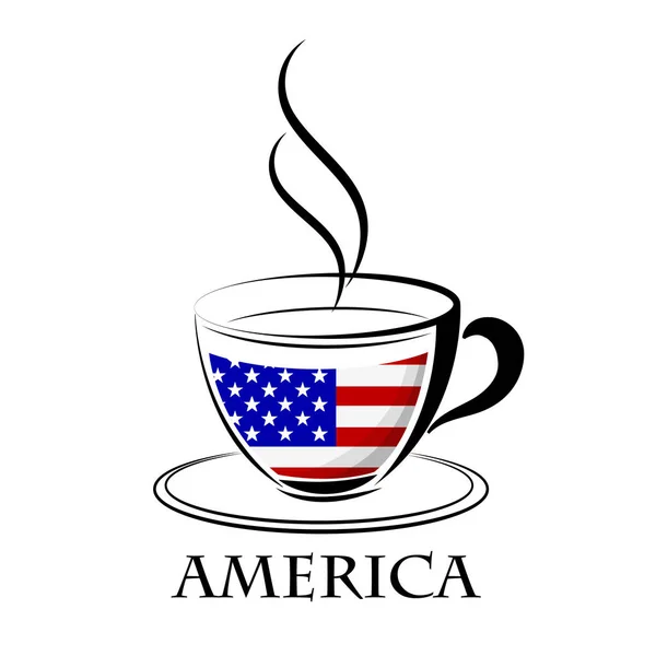 Logo del caffè realizzato con la bandiera dell'America — Vettoriale Stock