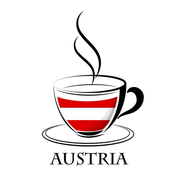 Coffee logo made from the flag of Austria — Stock Vector