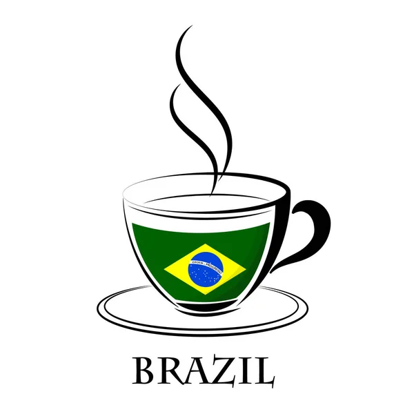 Logotipo do café feito a partir da bandeira do brasil — Vetor de Stock