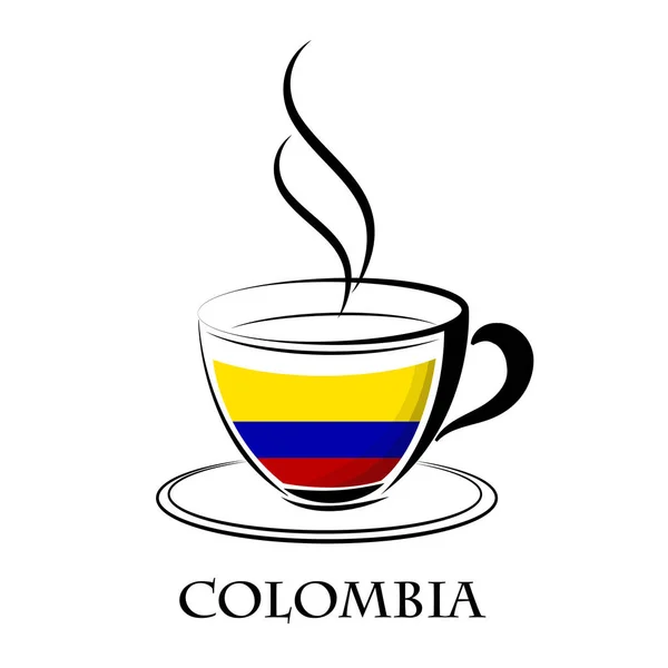 Logotipo do café feito a partir da bandeira da colômbia — Vetor de Stock