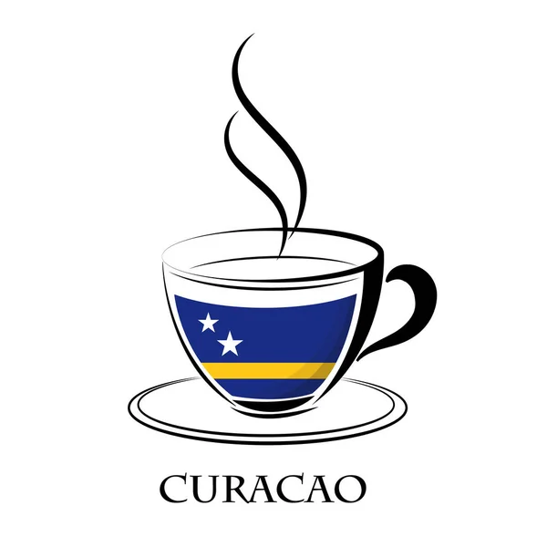 Káva logo z vlajky Curacao — Stockový vektor