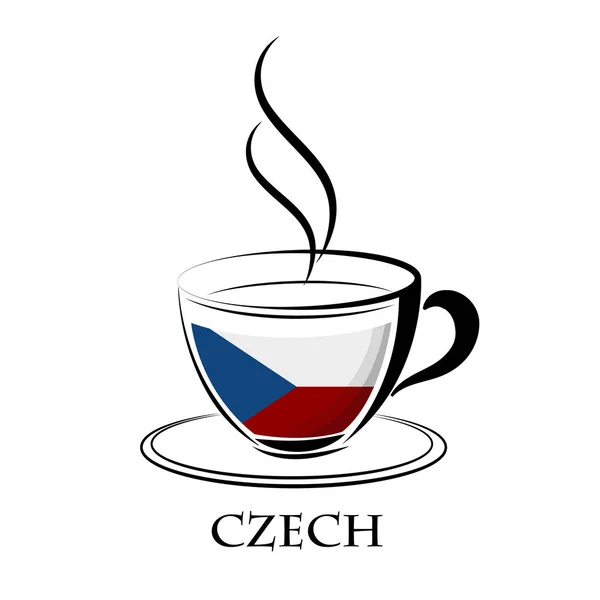 Kaffee-Logo aus der tschechischen Flagge — Stockvektor