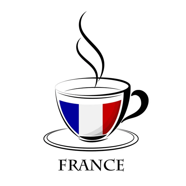 Logotipo do café feito a partir da bandeira da França — Vetor de Stock