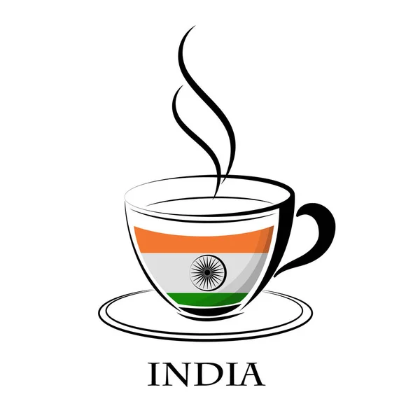 Hindistan bayrağı yapılan kahve logosu — Stok Vektör