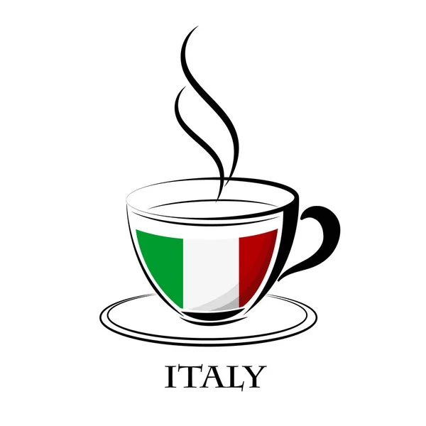 Kawa logo wykonane z flaga Włoch — Wektor stockowy