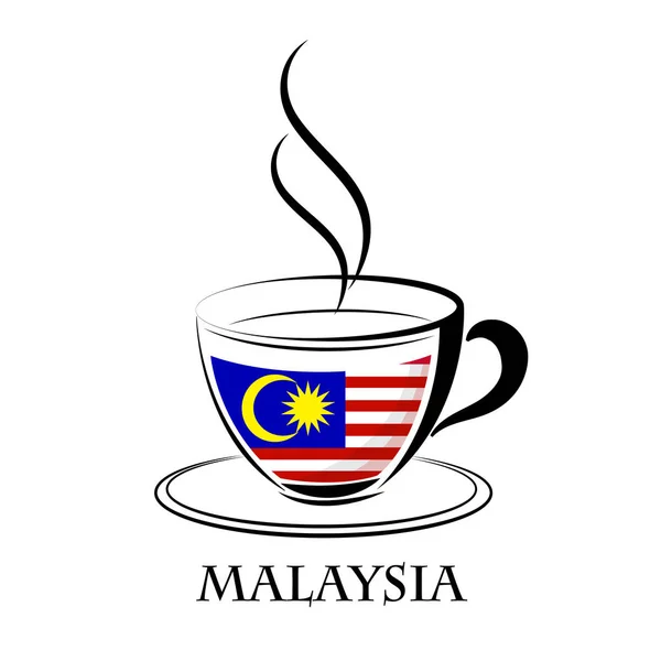 Logo kopi yang terbuat dari bendera Malaysia - Stok Vektor