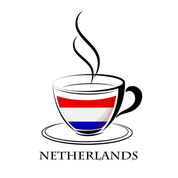 Logotipo do café feito a partir da bandeira da Holanda — Vetor de Stock