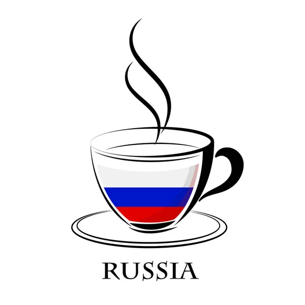 러시아의 국기에서 만든 커피 로고 — 스톡 벡터