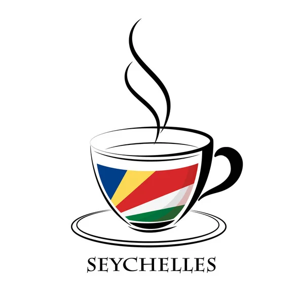 Káva logo z vlajka Seychel — Stockový vektor