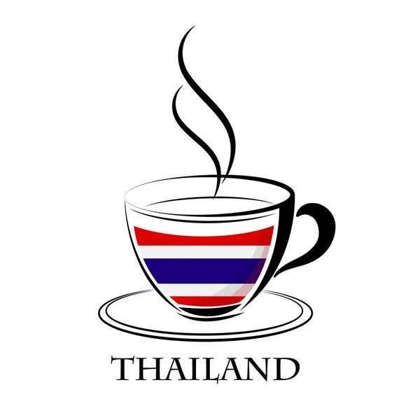 Kaffe logotyp gjorde från flagg i Thailand — Stock vektor