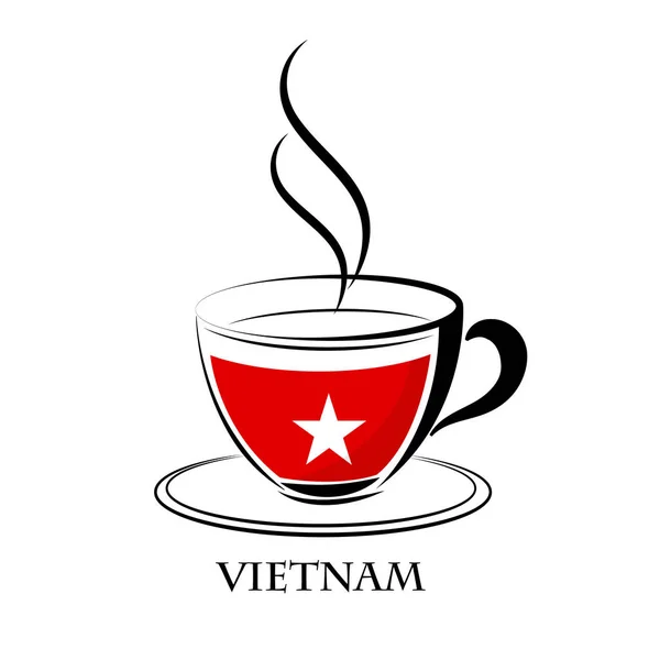 Logotipo do café feito a partir da bandeira do Vietnã — Vetor de Stock