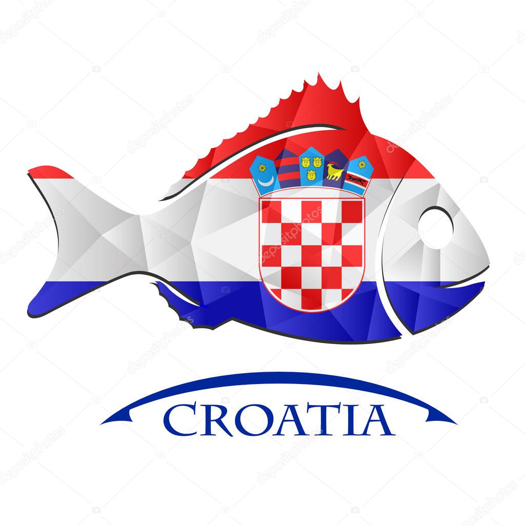 Fish logo made from the flag of croatia