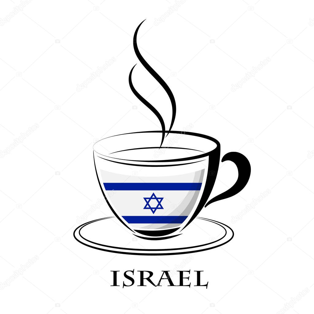 coffee logo made from the flag of Israel