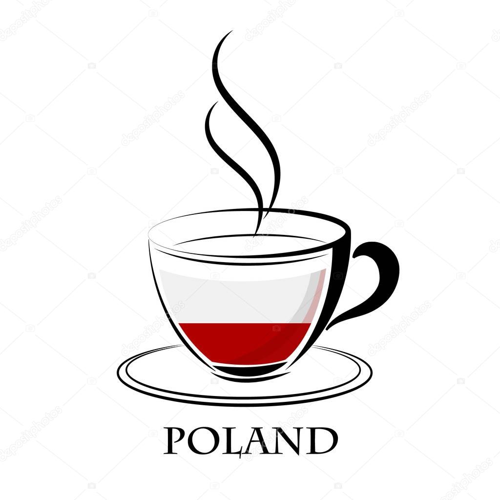 coffee logo made from the flag of Poland