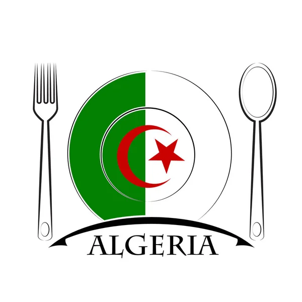 Cezayir bayrağı yapılan gıda logosu — Stok Vektör