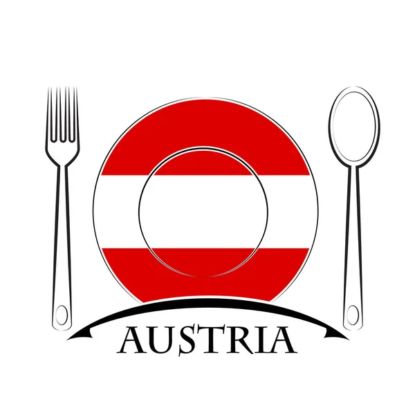 Food-Logo aus der Flagge Österreichs — Stockvektor