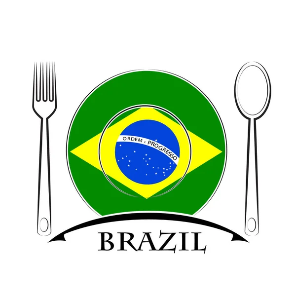 Logo potravinářské z brazilská vlajka — Stockový vektor