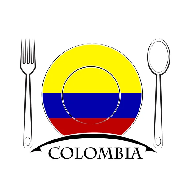 Élelmiszer logó készült Kolumbia zászlaja — Stock Vector