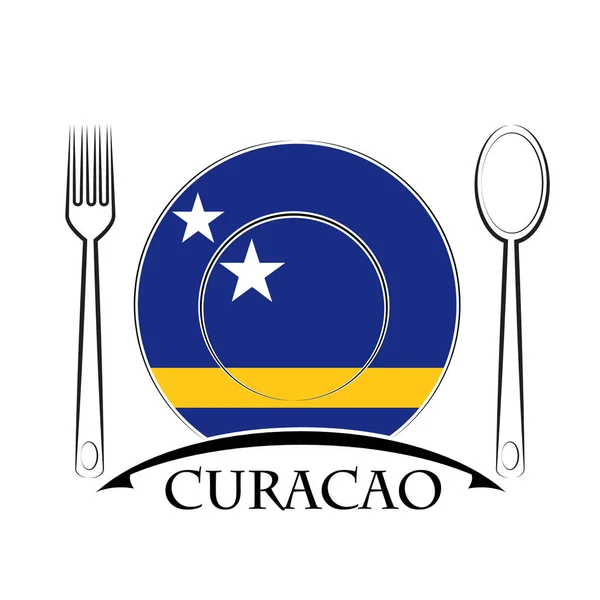 Lebensmittellogo aus der Flagge von Curaçao — Stockvektor