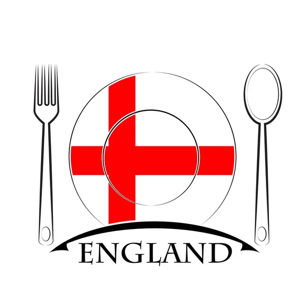Logo alimentaire fabriqué à partir du drapeau de l'Angleterre — Image vectorielle