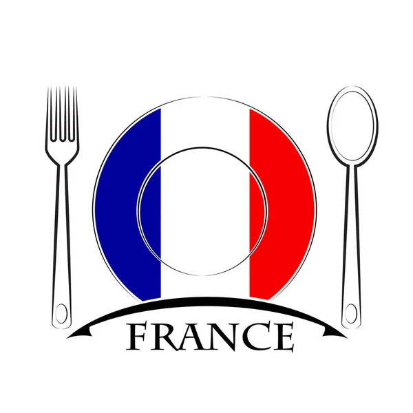 Fransa bayrağı yapılan gıda logosu — Stok Vektör
