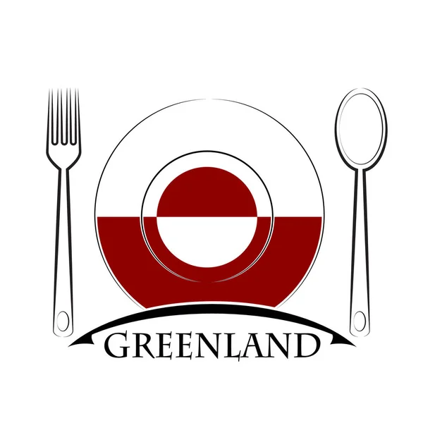 Grönland bayrak yapılan gıda logosu — Stok Vektör