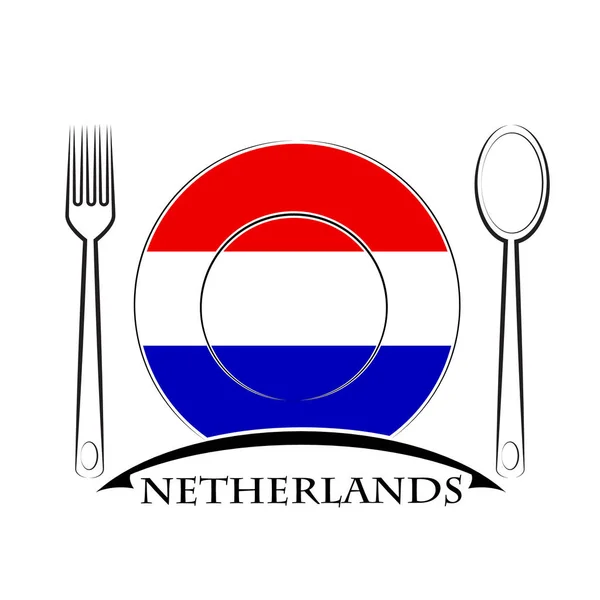 Hollanda bayrağı yapılan gıda logosu — Stok Vektör