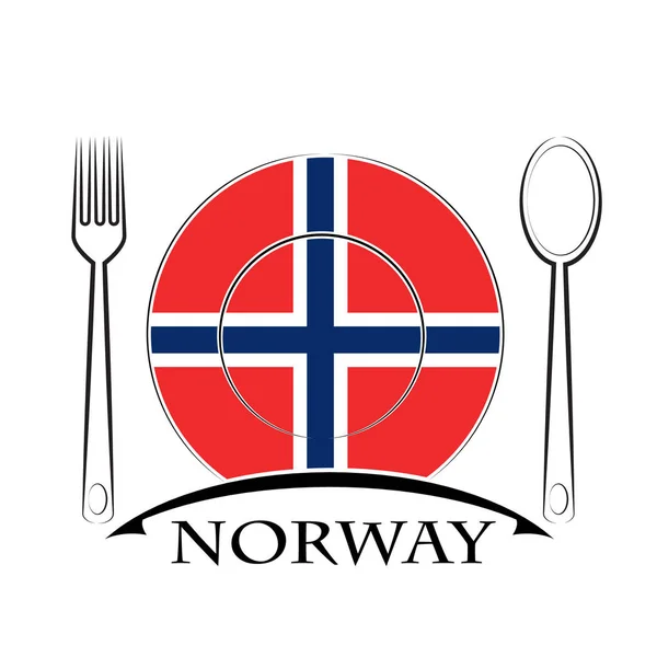 Élelmiszer logó készült a Norvégia lobogója — Stock Vector