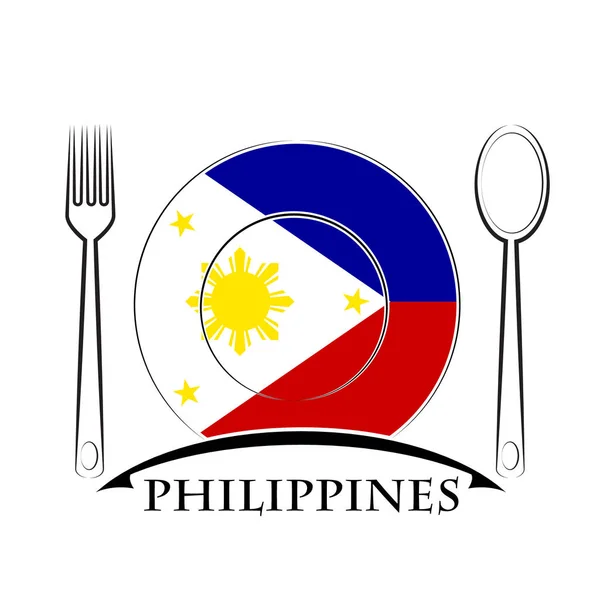 フィリピンの旗から作られた食品のロゴ — ストックベクタ