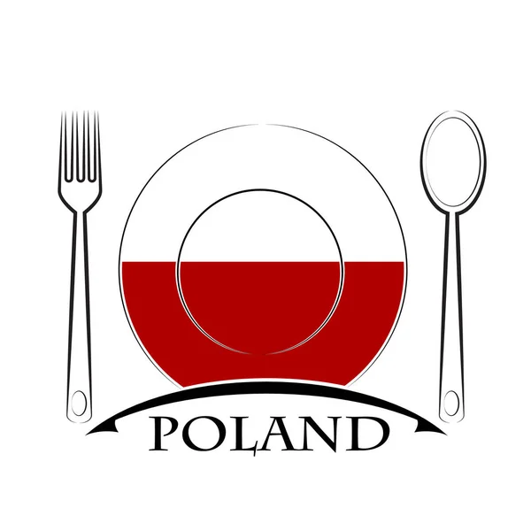 Логотип продуктов питания из флага Польши — стоковый вектор